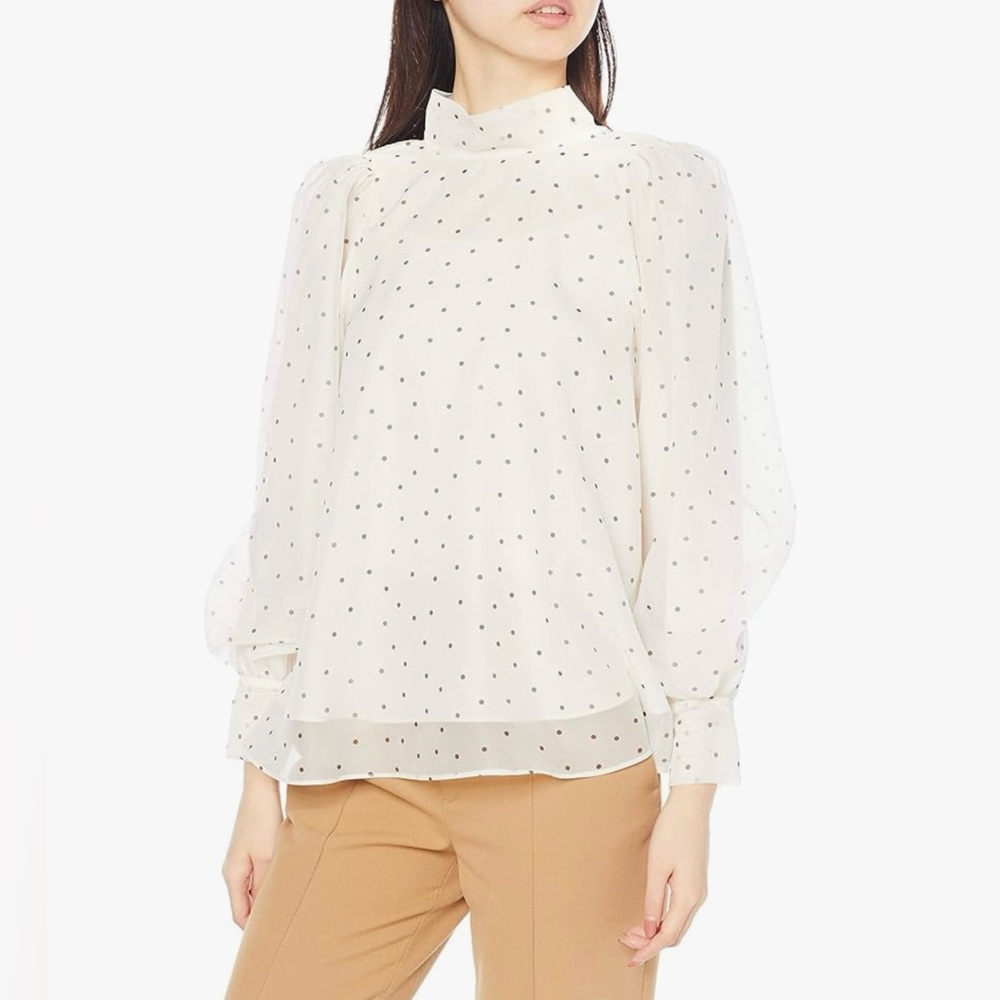 Snidel SWFB211173 Women's Organza See Through Blouse Dot Size F NWT